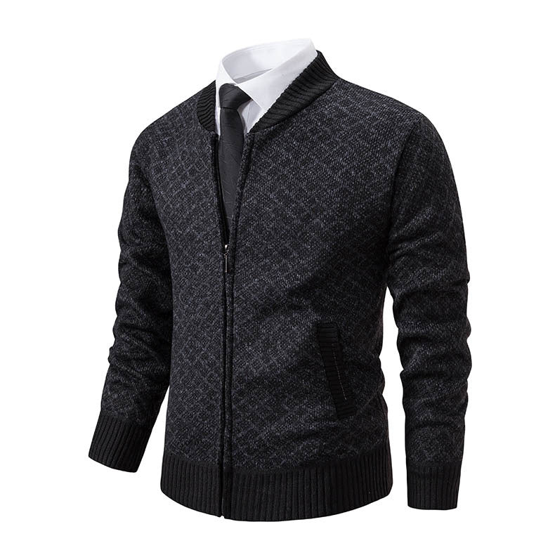 Smart knitted jacket for men with fashionable zip and side pockets Lune London