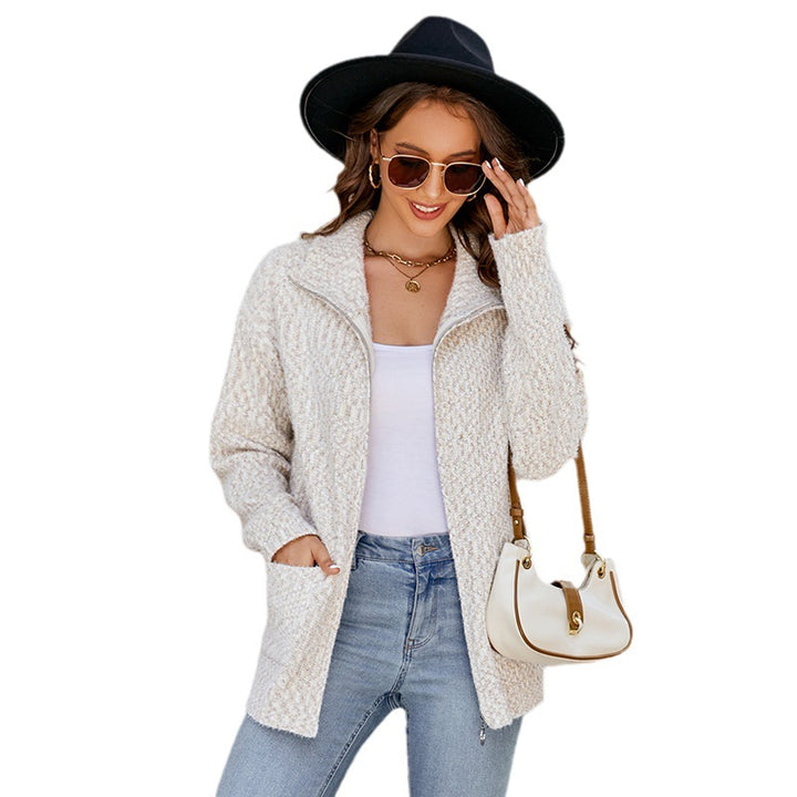 Ladies comfortable knitted pullover with diagonal wave patterns Lune London
