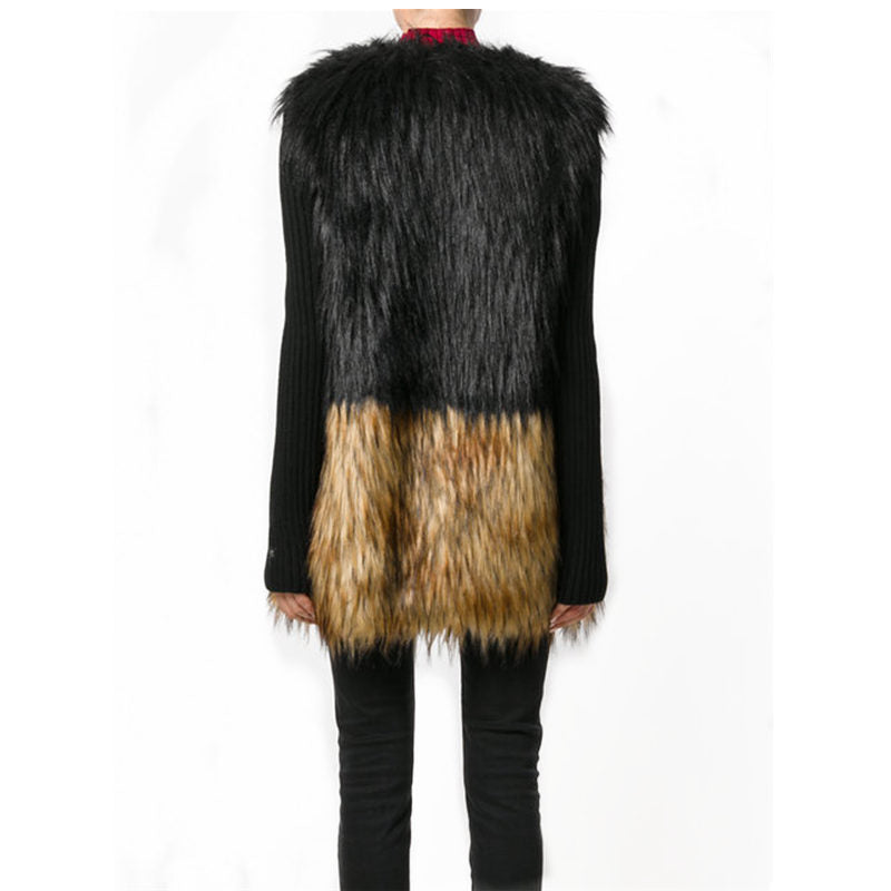 Ladies Luxurious Faux Fur Jacket with Natural Color Gradient Lune London