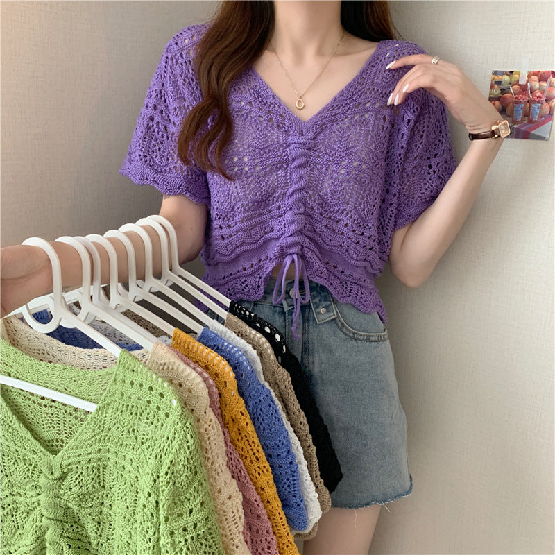Women's knitted sweater with decorative gathers Lune London