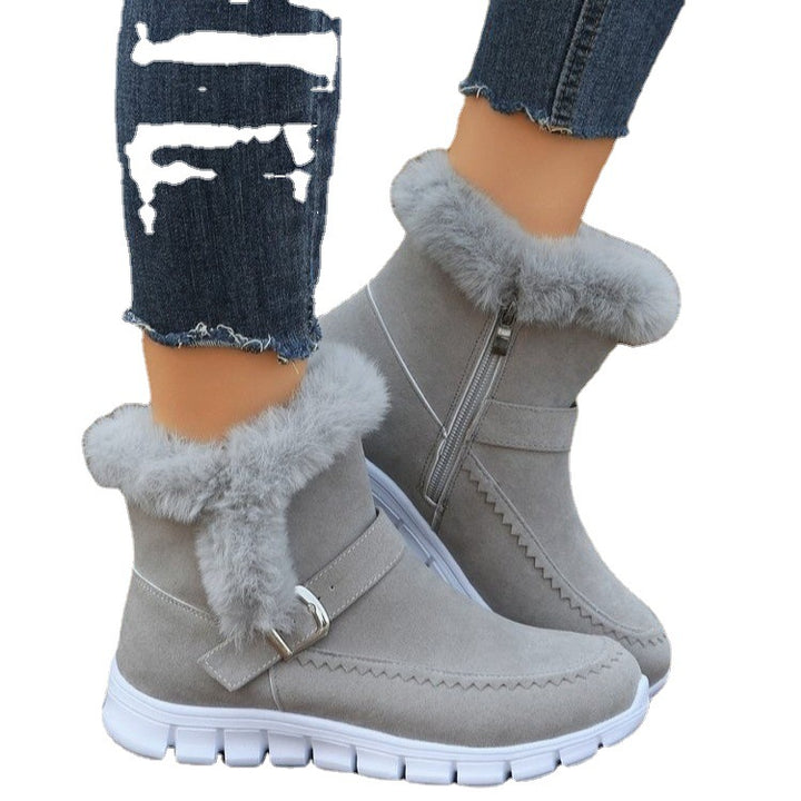 Lune London women's winter boots lined with comfortable zipper and decorative buckle