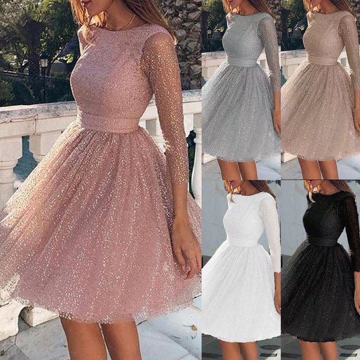 Women Elegant Tulle Dress with Transparent Sleeves Lune London