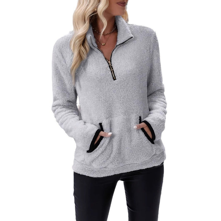 Lune London | Women's Fleece Pullover with Stand-Up Collar and Zipper