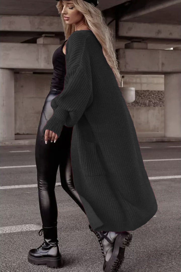 Oversized casual knit coat for women with practical pockets Lune London