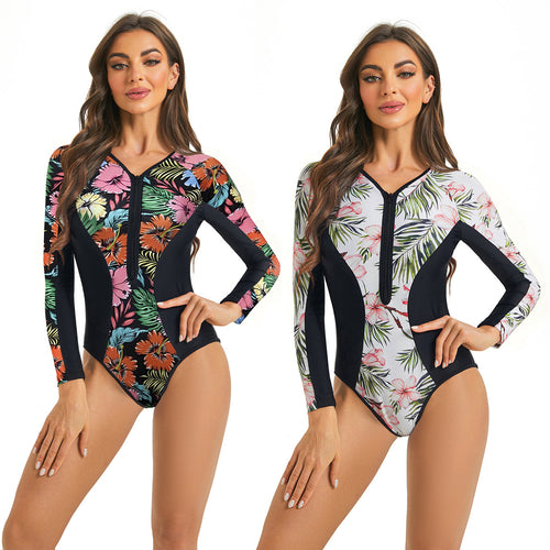 Women's quick-dry swimsuit with floral pattern and long sleeves Lune London
