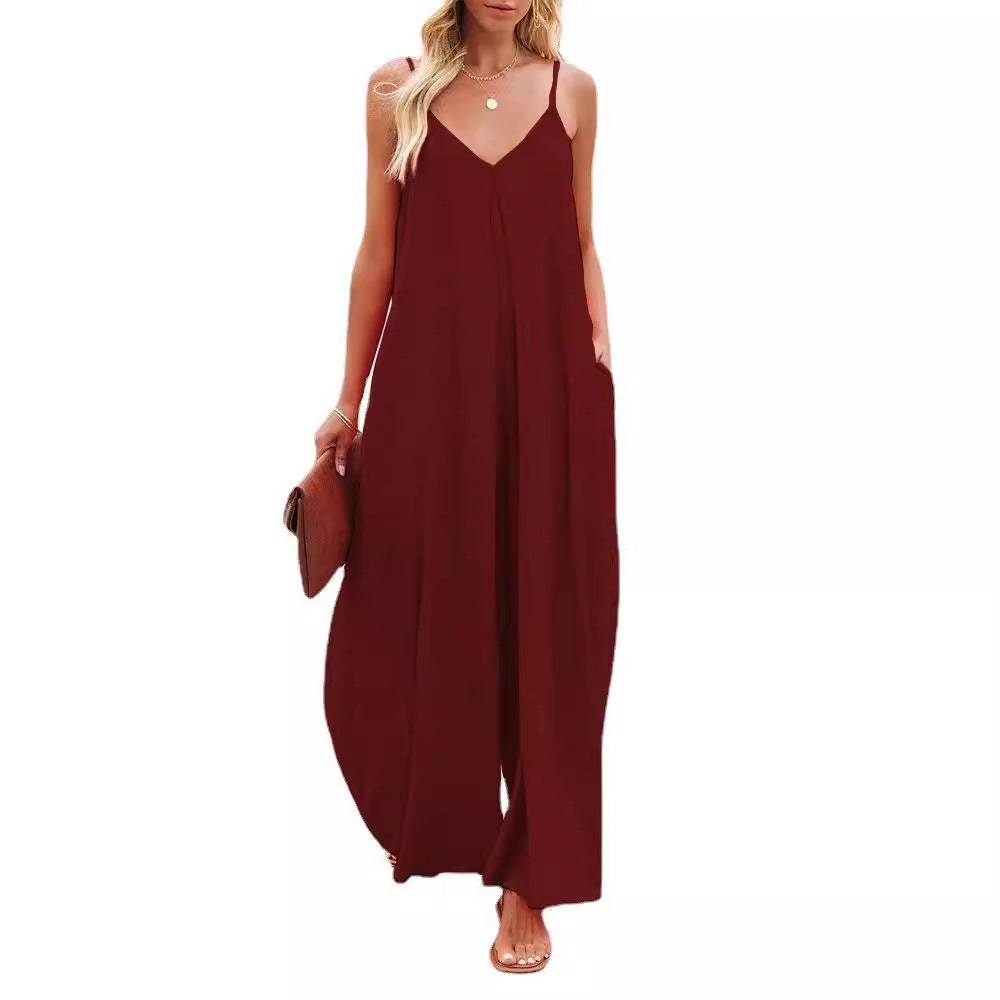 Maxi dress for women with adjustable straps and side pockets Lune London