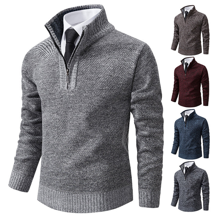 Men's knit sweater with modern zipper and textured surface Lune London