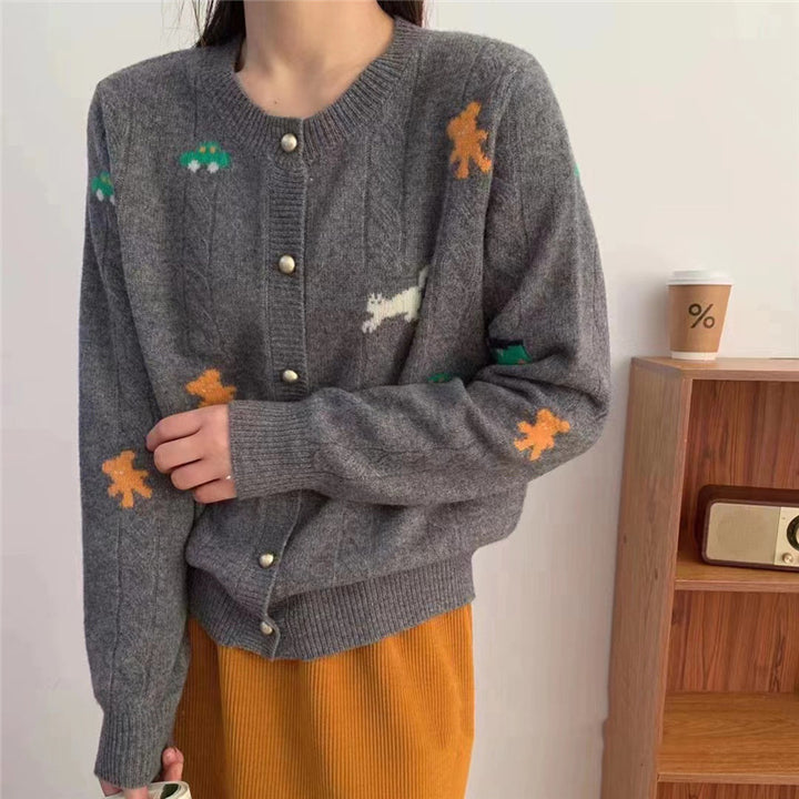 Cardigan pour femme avec motif coloré et boutons décoratifs Chic & Stil