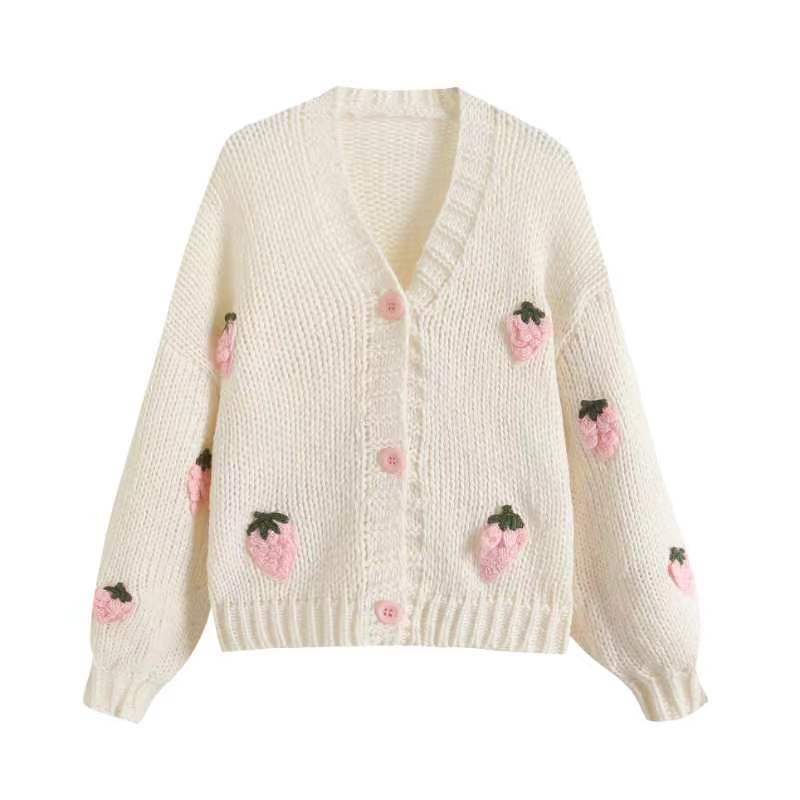 Cardigan pour femme avec des appliqués fruités et des détails de boutons modernes Chic & Stil