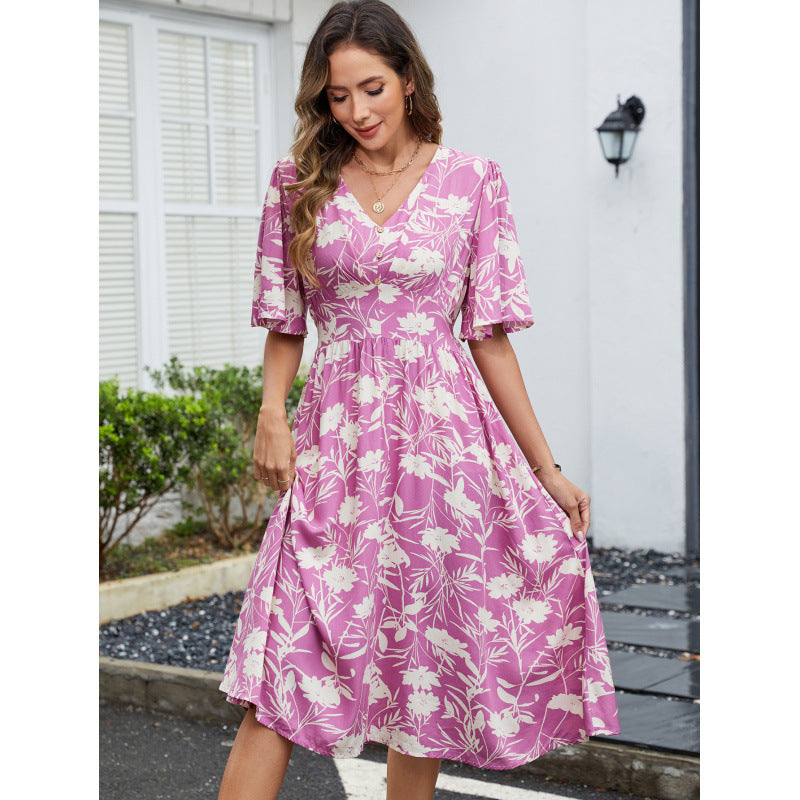Floral patterned wrap dress for women Lune London