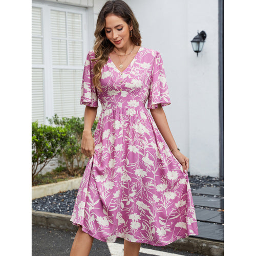 Floral patterned wrap dress for women Lune London