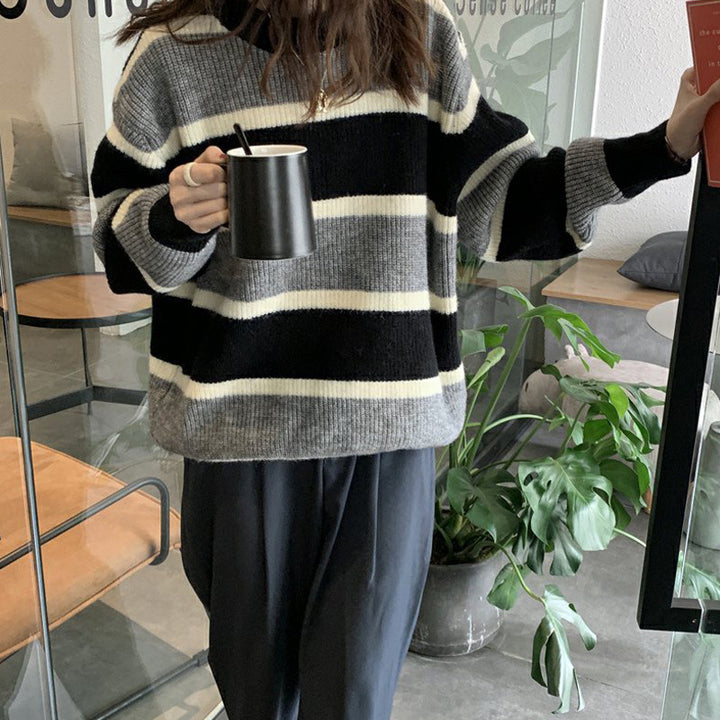Pull en tricot décontracté pour femmes avec des rayures modernes Chic & Stil