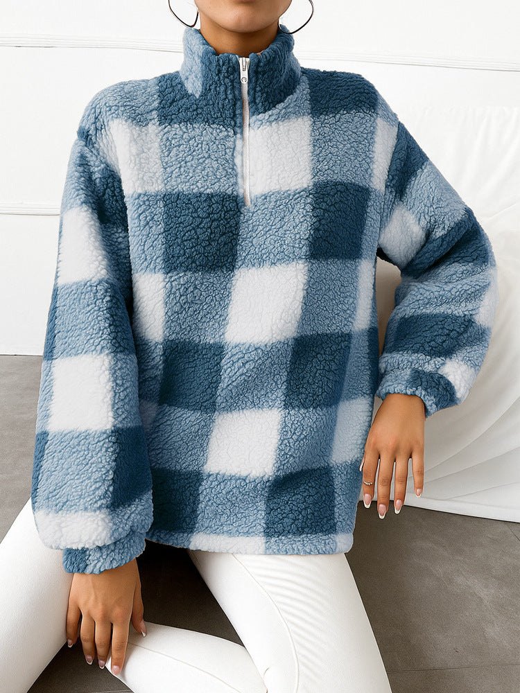 Fleece pullover for women with high neck and full zip Lune London