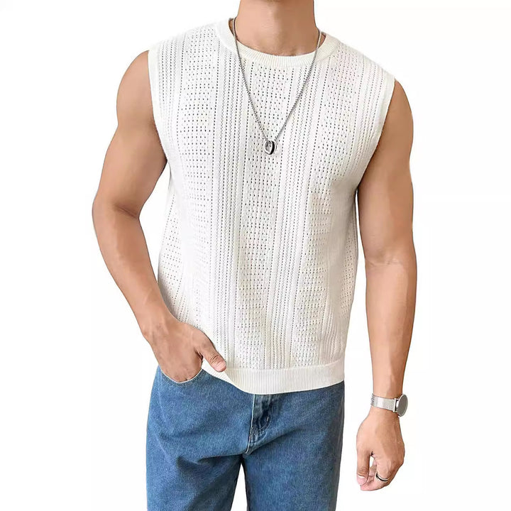 Men's knitted sweater with airy structure and perforated pattern Lune London