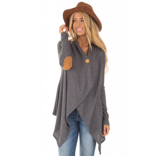 Women's wrap jacket with asymmetrical cut and leather accents Lune London