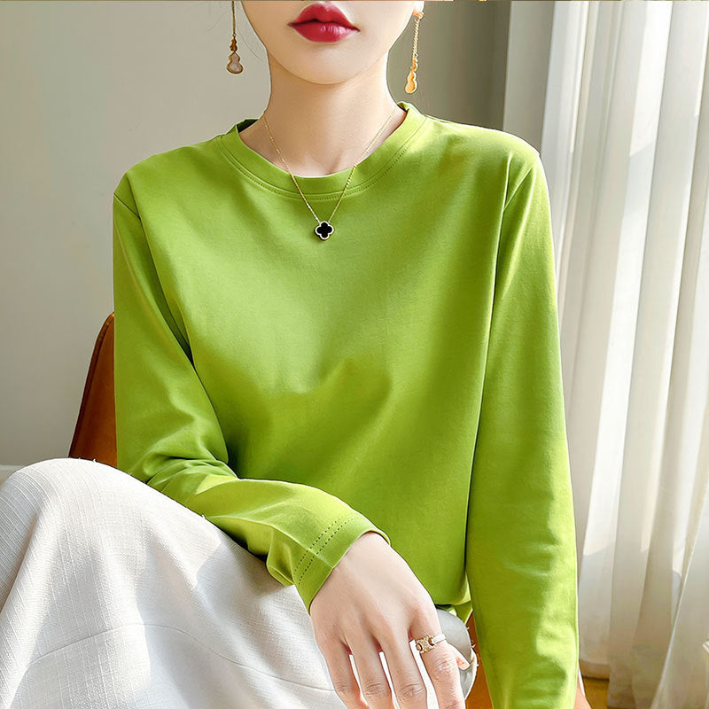 Women Round Neck Long Sleeve Shirt Chic & Stil