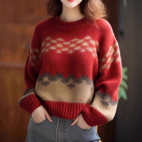 Ladies Large, casual knit sweater with graphic pattern Lune London