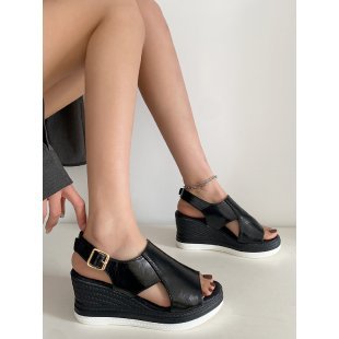 Wedge heels sandals for women with a sleek strappy design and comfortable insole Lune London