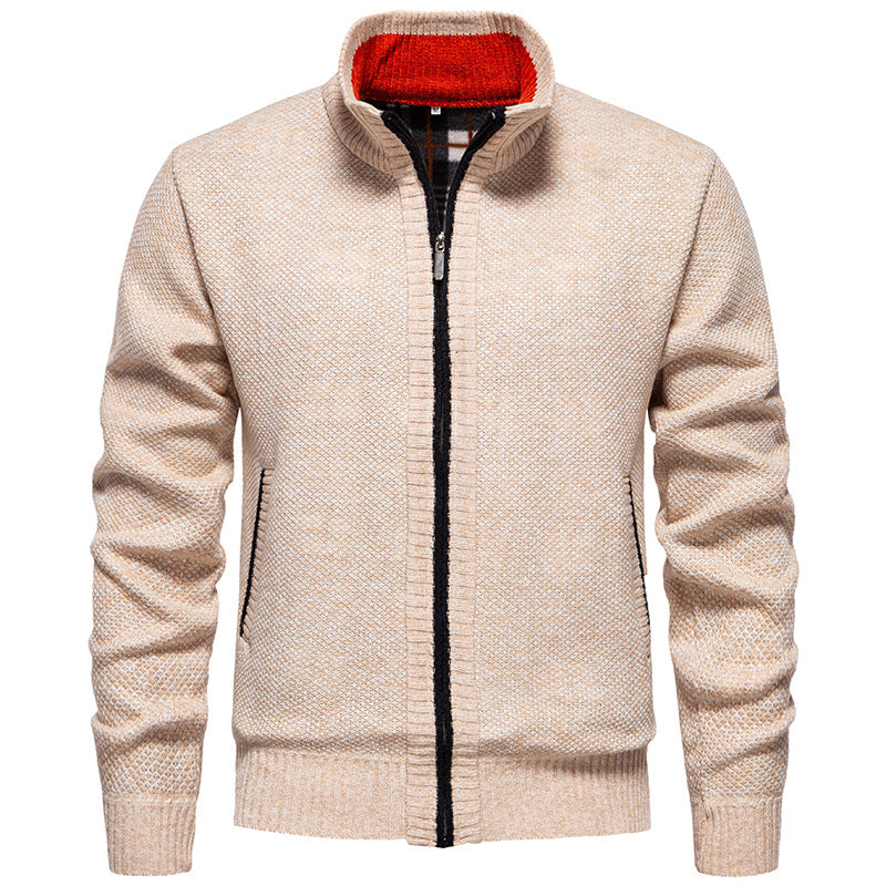 Stylish knitted jacket for men with high collar and practical pockets Lune London