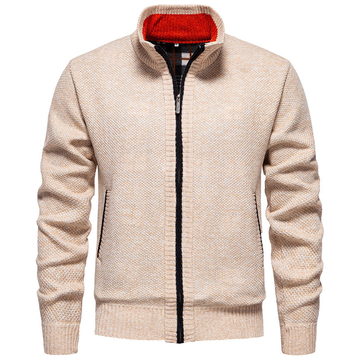 Stylish knitted jacket for men with high collar and practical pockets Lune London
