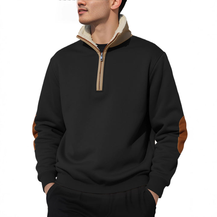 Fleece sweater for men with a high collar and stylish contrasting details Lune London