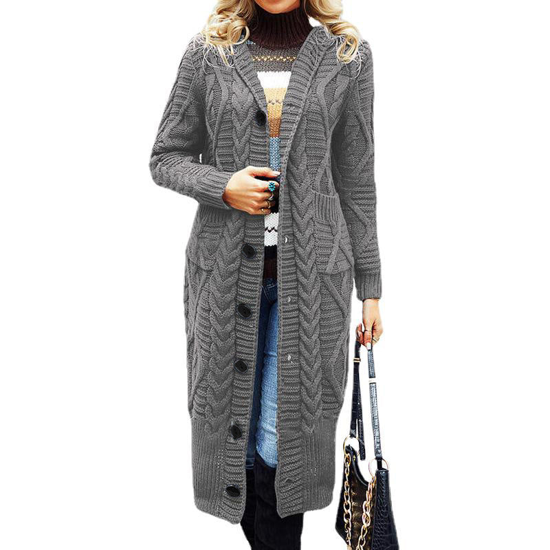 Women’s knitted cardigan with structured braid design and deep pockets Chic and Still