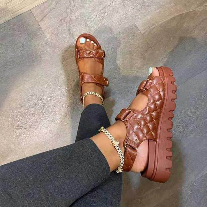 Women’s strappy sandals with cushioned sole and adjustable design Lune London