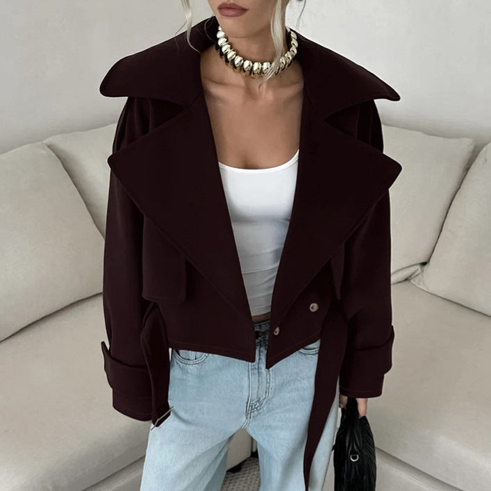 Oversized chiffon jacket for women with double collar Lune London