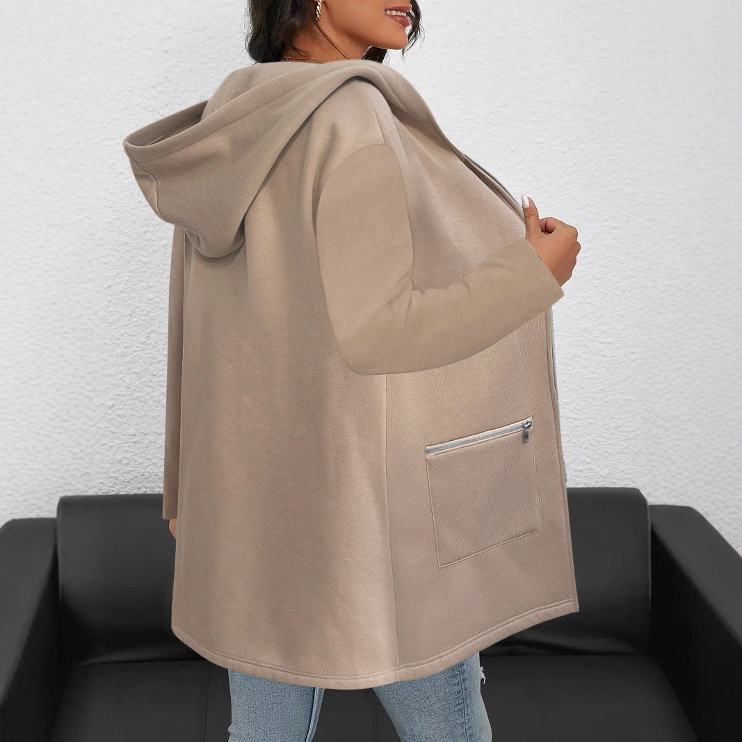 Long fashion jacket for women with zipper Lune London