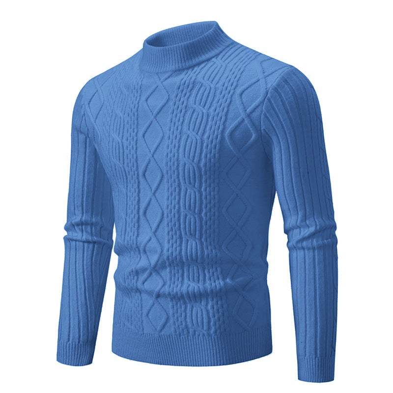 Men's knit sweater with high collar and textured pattern Lune London