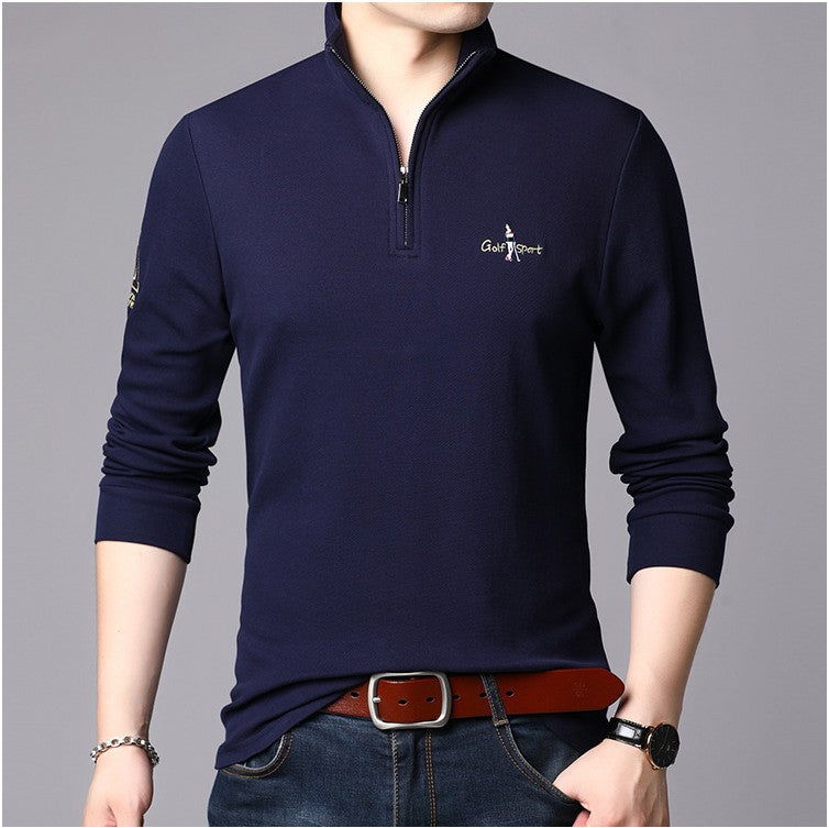 Men's high collar pullover with modern zipper and fine texture Lune London