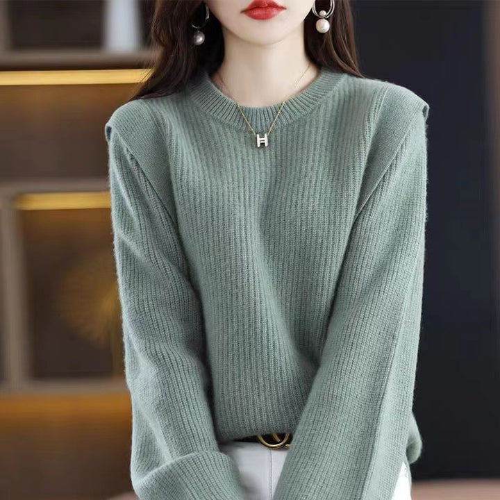 Pull tricoté décontracté pour femmes avec un motif côtelé moderne et des manches larges Chic & Stil