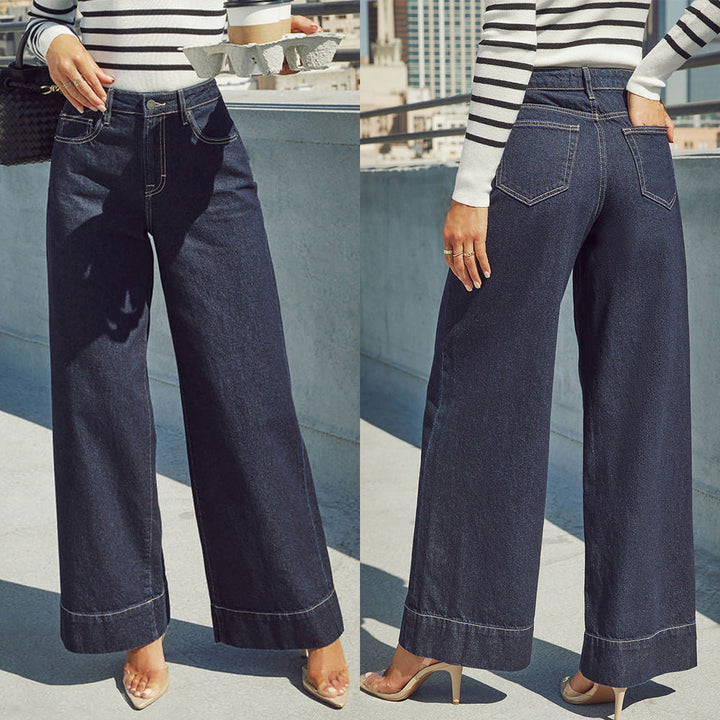 Lune London | Women's wide-cut jeans with high waist and elegant seam