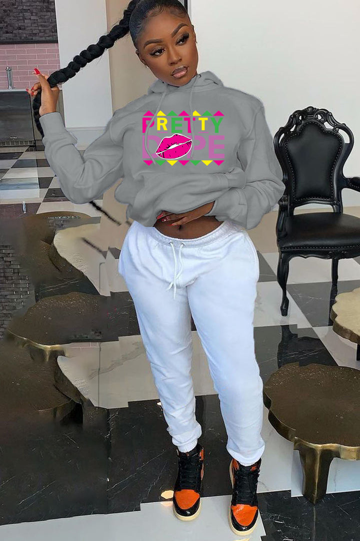 Sweatpants and hoodie set for women with modern graphics and creative print Lune London