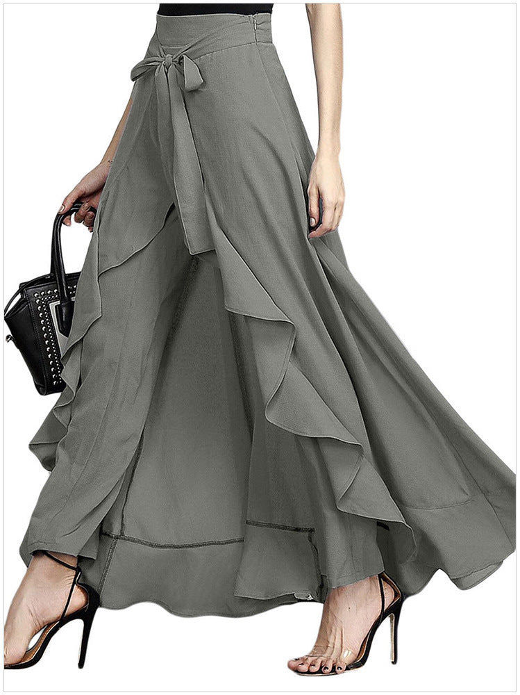Ladies Pretty Draped Skirt With Ruffles Lune London