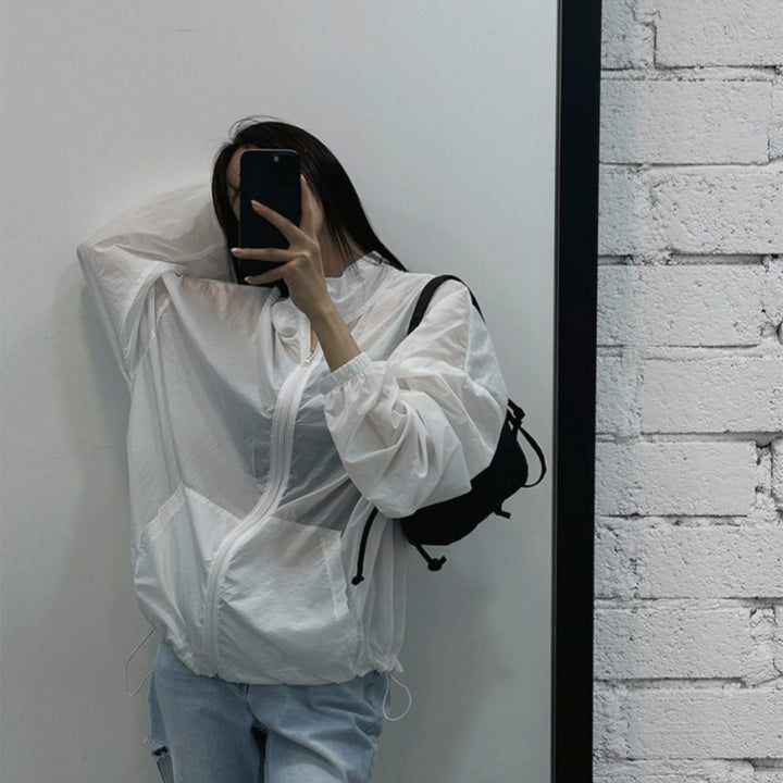 Veste de transition zippée décontractée pour femmes avec col montant Chic & Stil