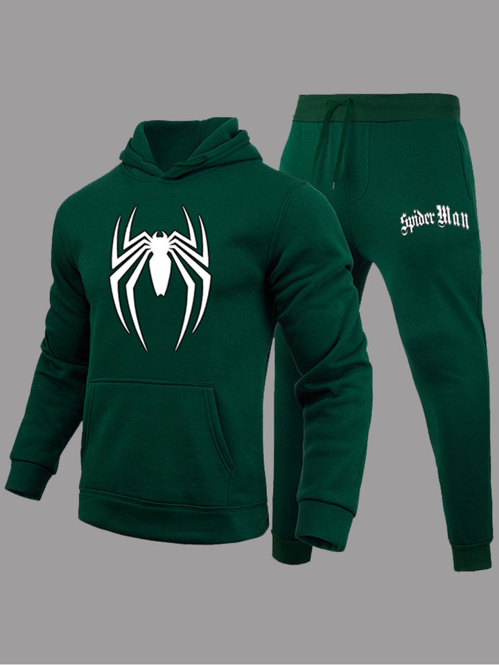 Men's sporty hoodie set and jogger pants with striking spider pattern Lune London