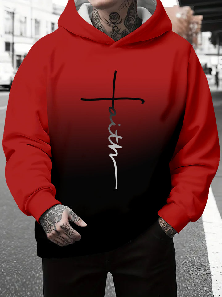 Men's hoodie with a subtle gradient of colors and an inspiring inscription Lune London