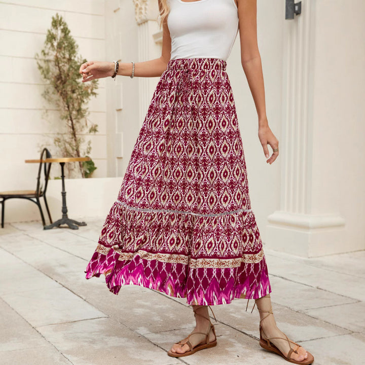 Ladies Bohemian Tiered Maxi Skirt Lune London