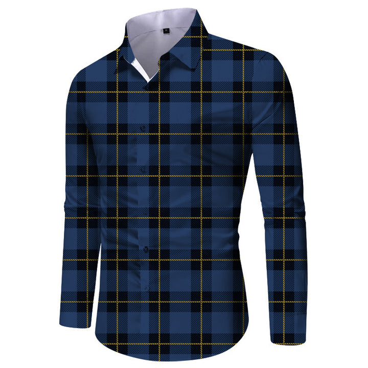 Men's long-sleeve shirt with chic and stylish check pattern