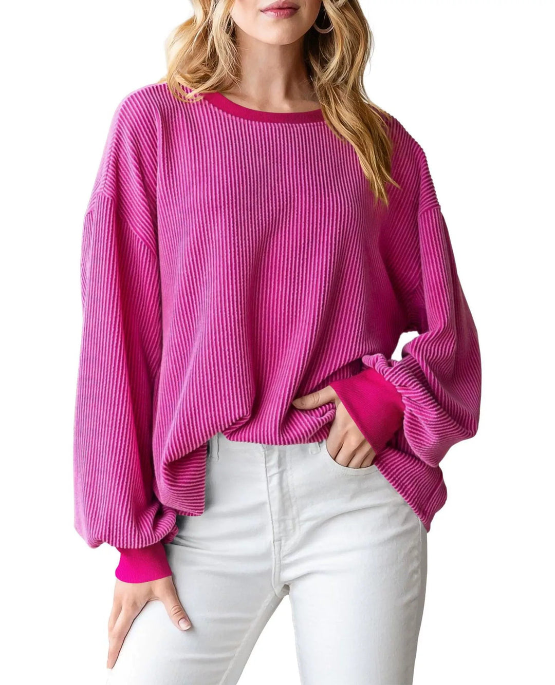 Pull en rib avec des manches amples pour femmes Lune London