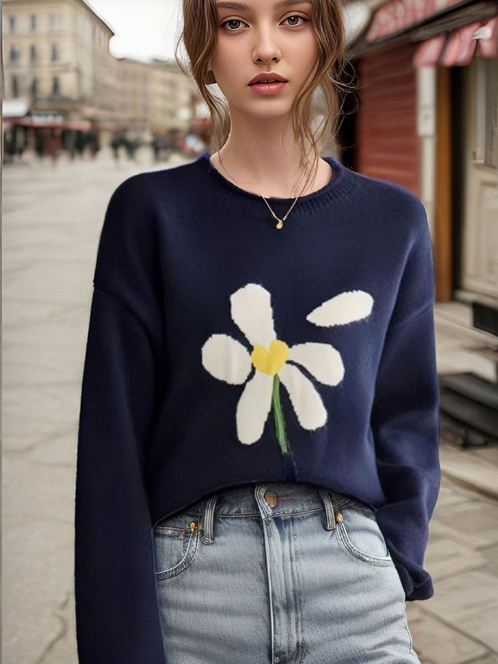 Knit sweater for women with floral pattern Lune London