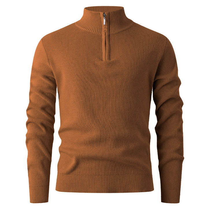 Knit sweater for men with half-zip closure and ribbed structure Lune London