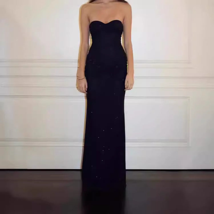 Ladies Elegant Maxi Dress with Transparent Top and Glamour Chic Accents and Style