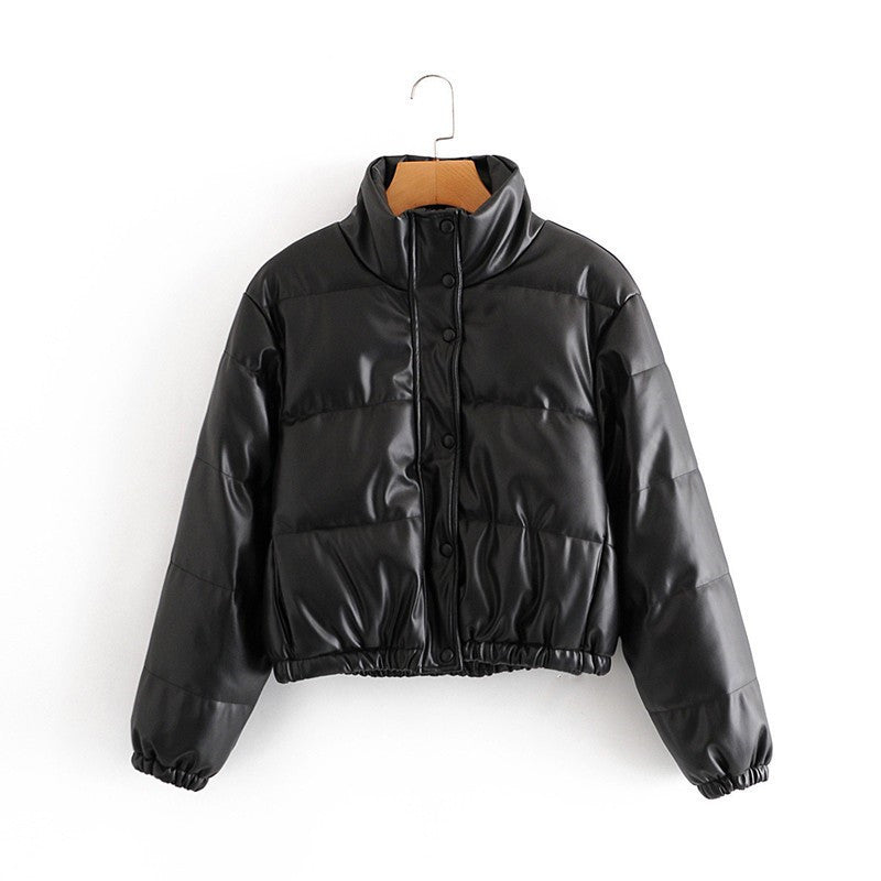 Ladies Quilted Jacket in Faux Leather Lune London