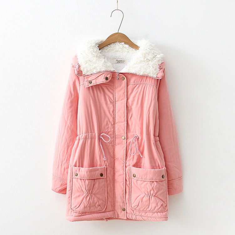 Women's winter coat, straight cut, with faux fur collar and practical pockets Lune London