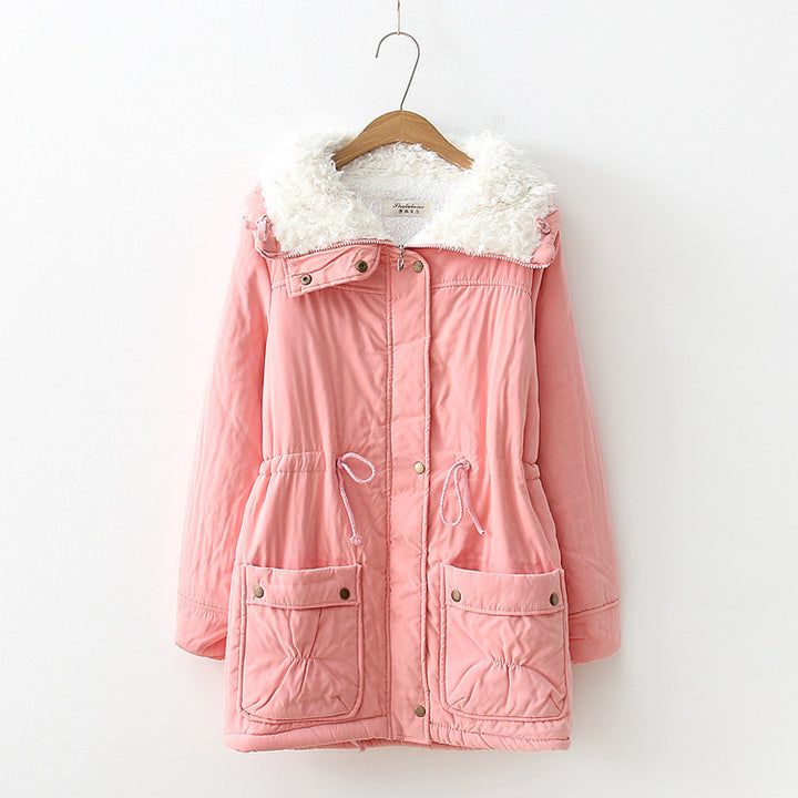 Women's winter coat, straight cut, with faux fur collar and practical pockets Lune London