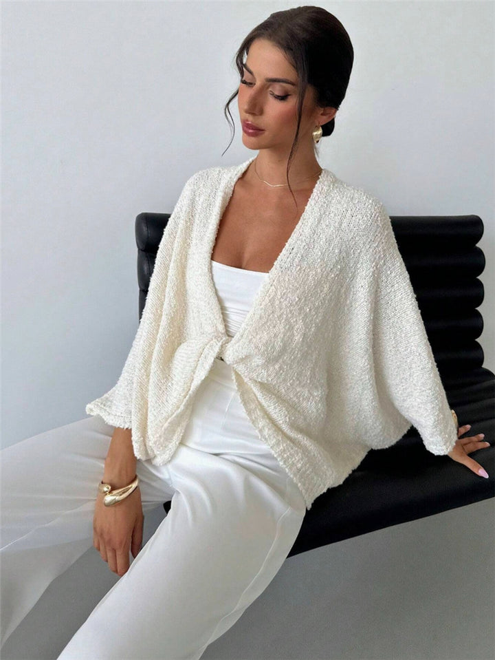 Casual roll-up jacket for women with large sleeves and textured fabric Lune London