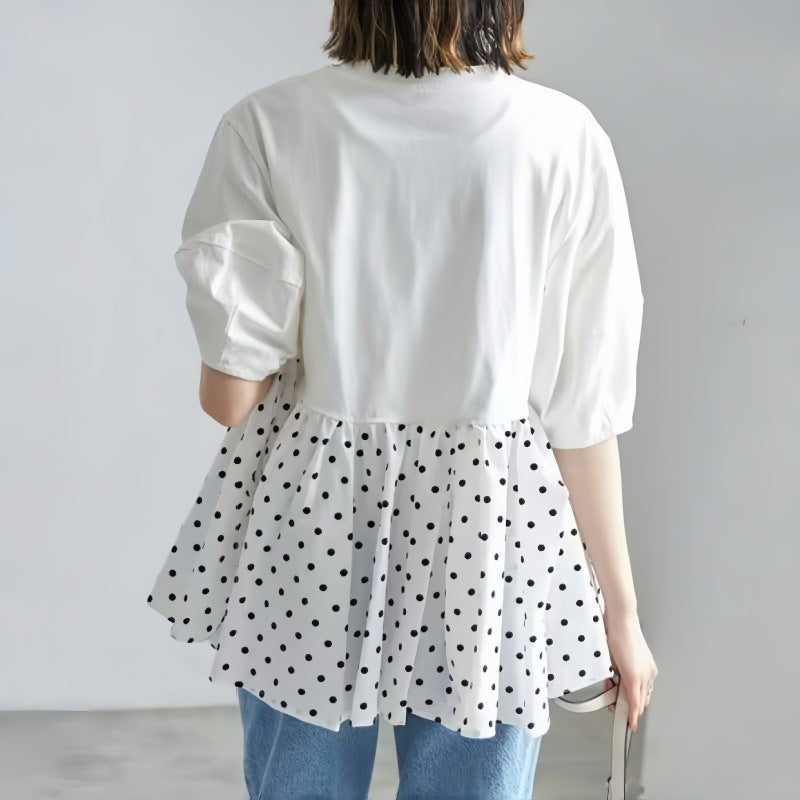 Polka dot peplum top Damen Lune London
