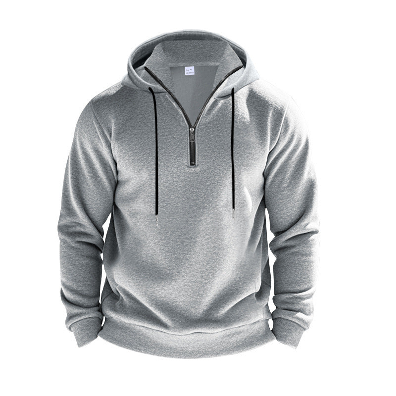 Men's sporty hoodie with modern zipper and kangaroo pocket Lune London